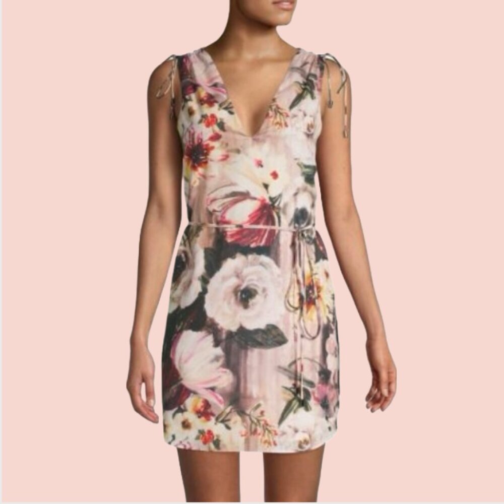 NWT HAUTE HIPPIE Womens' Follow Me Pink Floral Sleeveless Mini Shift Dress Sz S - Picture 3 of 9